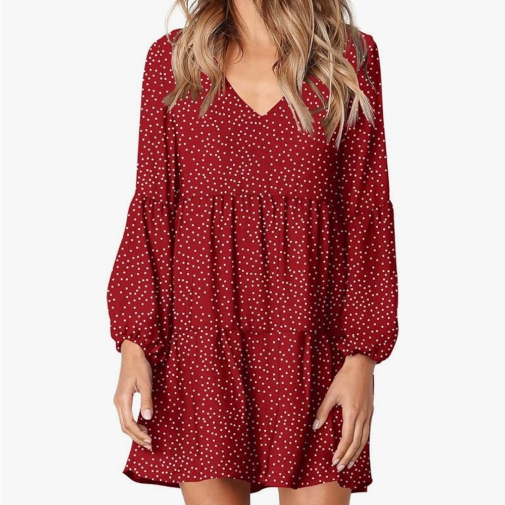 Fall casual red polka dot dress NWOT